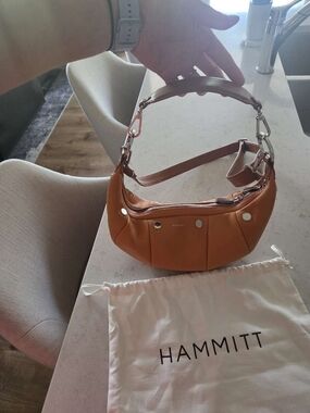 Hammitt Erica Sml Tailored Tangerine/silver Leather Bag